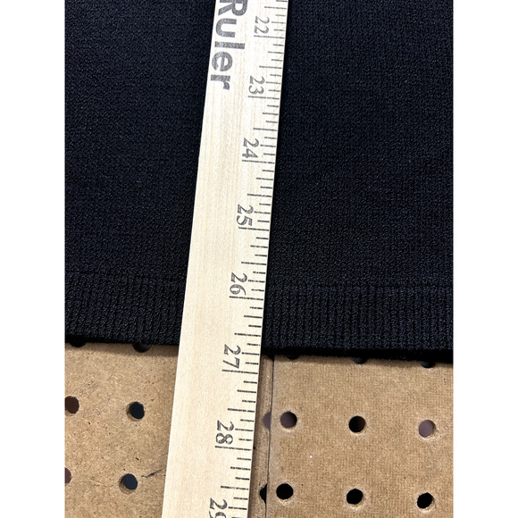 St John Basics Crewneck Sweater Womens Large Black Santana Knit Zip Vintage USA - Picture 9 of 10